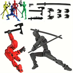 Unassembled 6-piece set 3D printed multi-joint action figures T13, fully movable robot model, suitable for stop-motion animation, Halloween gifts and Christmas gifts,Collectible Figurines