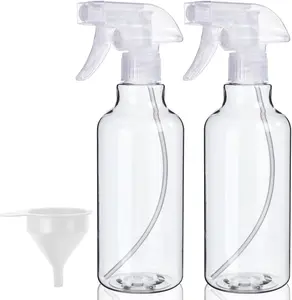 Plastic Spray Bottles, 2-Pack, 16.9 Oz, Mist & Stream, Heavy Duty Spraying, Empty Water Spray Bottle for Cleaning Solutions, Essential Oils, Hair, Plants, BBQ, Cat Dog Behavior Correction (Clear)