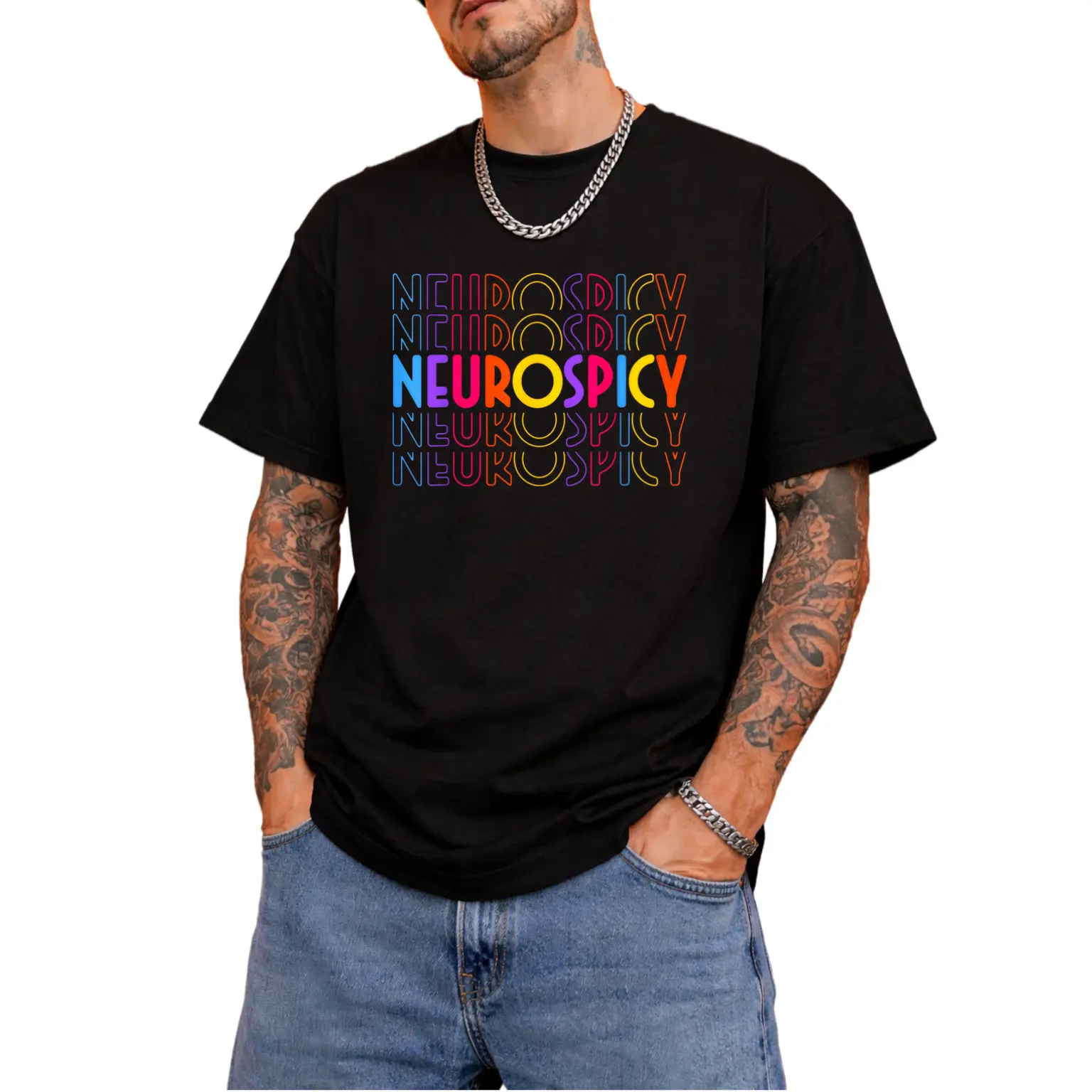Men's Neurodiversity Autism Awareness ADHD Brain T-Shirt - Neurospicy Graphic Tee with Neurodivergent Design, Comfortable Casual Short Sleeve Shirt for Aspie Culture Apparel & Casual Attire