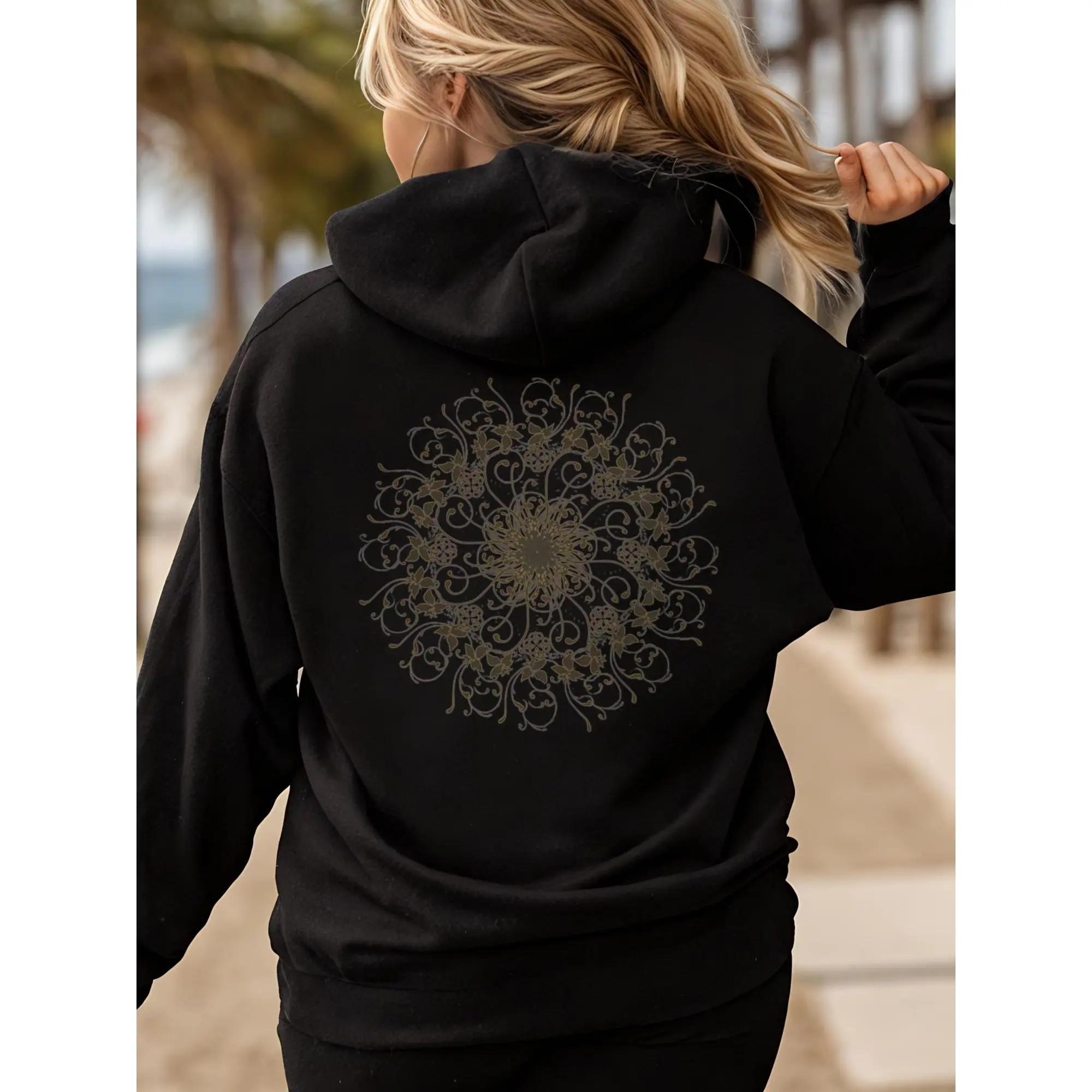 Boho Mandala Hoodie for Women Casual Vintage Long Sleeve Hooded Floral Graphic Print Hippie Festival Hooded Streetwear Womenswear Sweatshirts Tops sweatshirts winter outfits comfort hoodies graphic hoodie