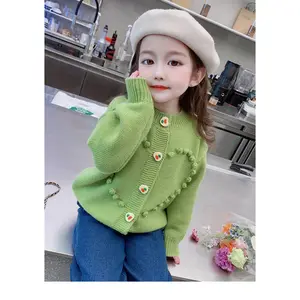 (New)Girls’ Honey Style Crew Neck Cardigan |       Heart Buttons + Solid Color |       Polyester Knit Medium Stretch |       Spring/Fall Regular Fit