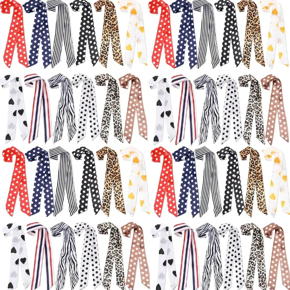30pcs Women Handbag Head Scarf Hair Purse Scarf Handle Ribbon Satin Head Neckerchief Headband Charm for Gifts