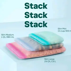 Ultimate Silicone Slim Bags - Stackable Sizes for Versatile Storage Solutions