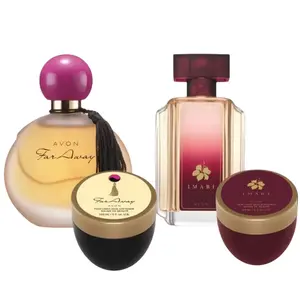Avon Women's Fragrance Set X4 Far Away & Imari Perfume with Skin Matching Body Creams Gift Set for Women