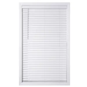 Better Homes & Gardens 2" Cordless Faux Wood Horizontal Blinds, White, 47" W x 64" L