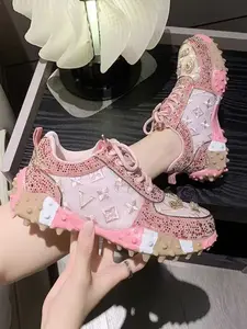 Women's Rhinestone Fashion Casual Sneakers, Full Diamond All-Season Versatile Thick Sole Sports Shoes, Comfortable and Stylish