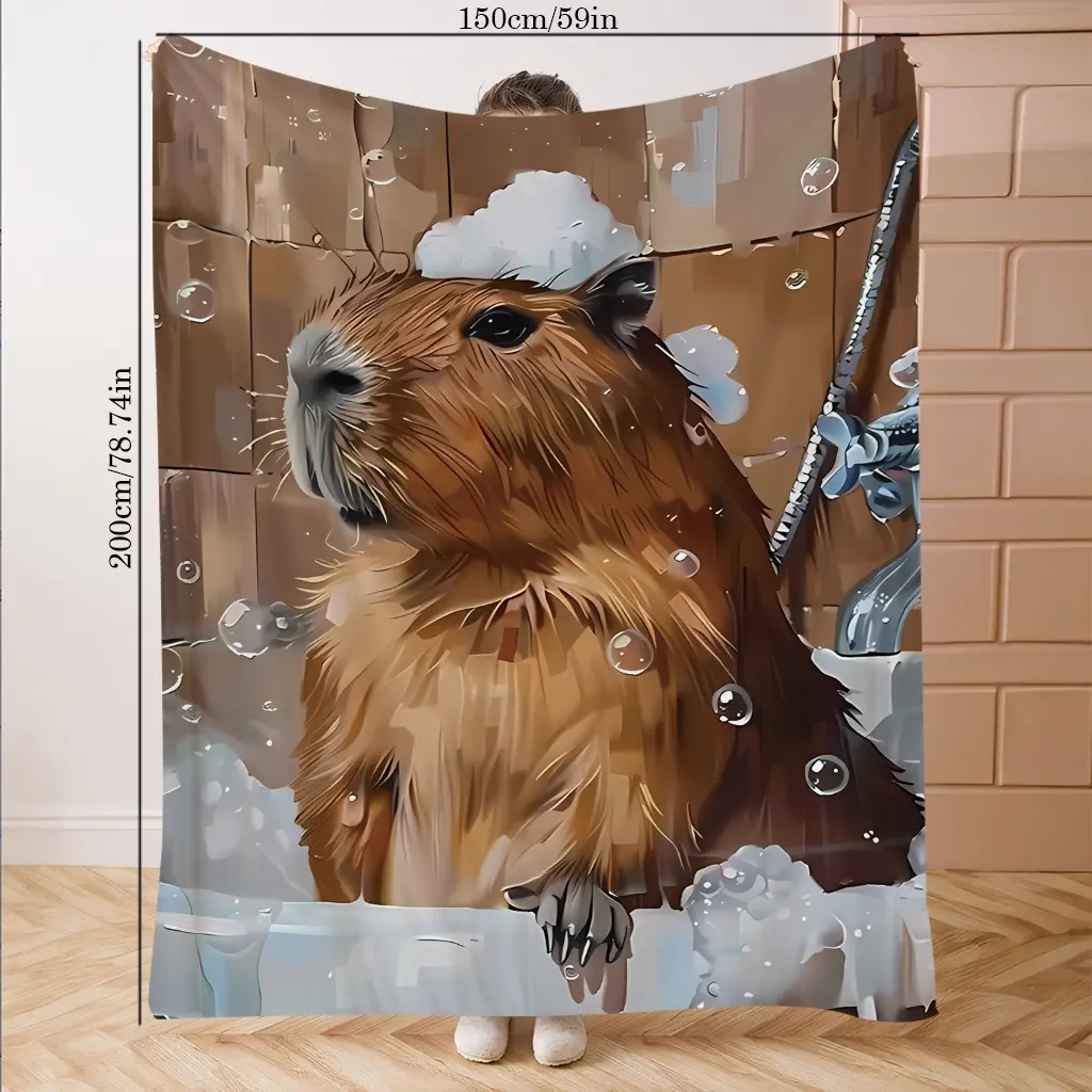 Soft Flannel Blanket with Hamster Print, Cozy Sofa Cover, Holiday Gift, Bedding for All Seasons, Halloween & Christmas Present