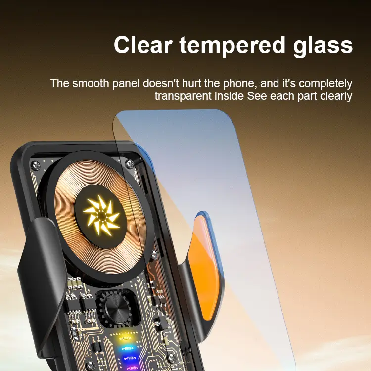 Semi-Transparent Mechanical Navigation Car-Mounted Phone Holder - Wireless + Direct Charging (m8), Multifunctional Magnetic Car Gadget, Unisex Phone-Mounted Accessory, Car Gadgets