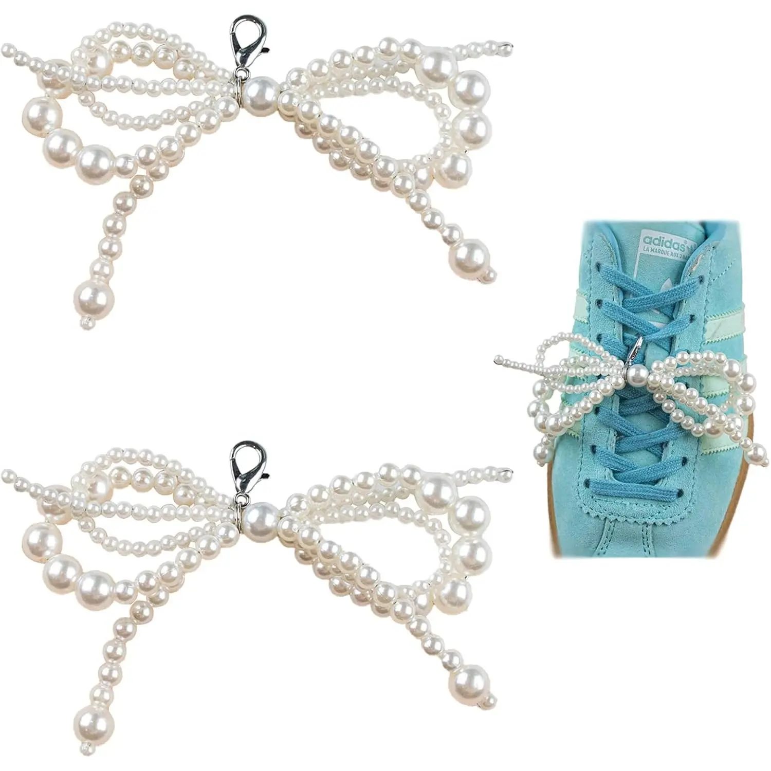 Elegant Shoe Decor Charms for Sneakers - Casual Wear Bow Shape, Pearl, Star, Butterfly DIY Charm Accessories for Shoes, Bags, Keychains Gifts for Girls, Girls Women, Pearl Detail, Girls' Gift