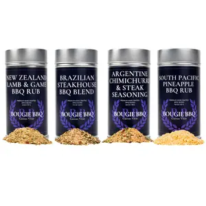 Global Gourmet BBQ Collection - Gourmet Seasonings Gift Set of Four Small Batch Artisanal Spice Blends