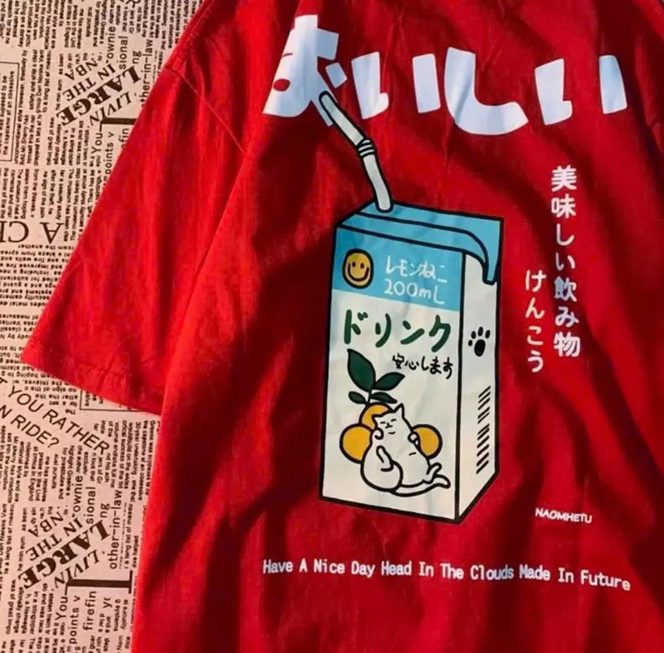 Vintage JP Tee, H@r@juku Juice T-Shirt, Y2K Style Cotton T-Shirt