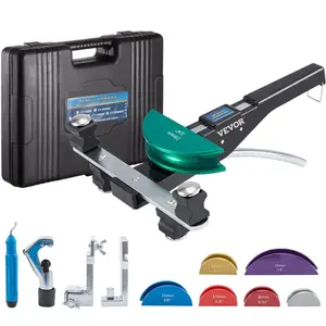 VEVOR Copper Pipe Bender, 7 Colorful Dies 1/4-7/8 inch 90 Degrees Forward and Reverse Bending, 6-22 mm for Copper Aluminum Tubes with Reverse Bend Attachment