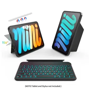 Accrosoo Keyboard Case for iPad Mini 7th/A17 Pro & 6th Gen 8.3" Tablet, Magnetic Split Design, 7 RGB Backlight, 11 Shortcuts, 1.5mm Silent Keys, Ultra-Slim, Oil/Scratch-Resistant, Pencil Slot, Adjustable Stand, Foldable