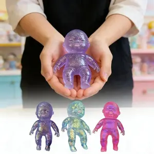 Curiosities Sugar Swaps Jumbo Baby Squishy - Large Sparkly Squishies for Stretching & Squeezing, Non-Toxic Sensory Fidget Toy for Stress Relief, Pink/Purple/Blue,Stress Relief Sensory Fidget Toys forKids & Adults