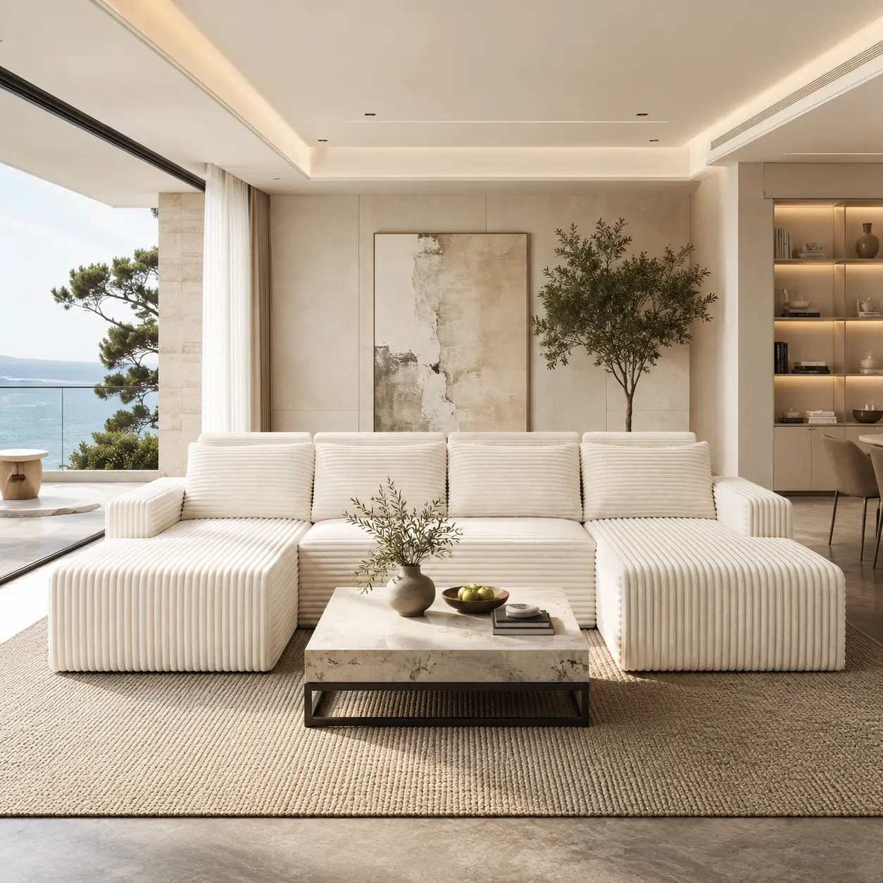 【2 Packages Shipping】114" U-Shaped Modular Sectional Sofa , Luxe Modern Design, Deep Seat Living Room Couch，Bedroom and Apartment, 5-Seater