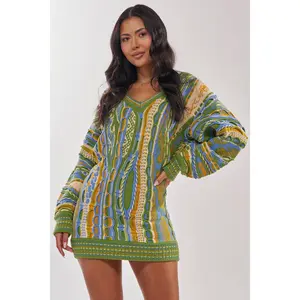 FEELIN COZY V-NECK SWEATER DRESS