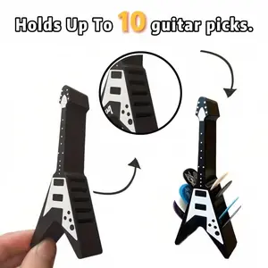 🎸 Never Lose a Pick Again! Flying V Guitar Pick Holder - Stores 10 Picks, Cool Desk Organizer, Perfect Gift for Guitarists。