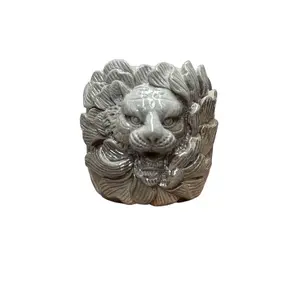 Handcrafted Tiger Head Lotus Relief Ceramic Cup，Chinese culture,High-temperature firing,Handcrafted ceramic cup,Wine Glass, Kung Fu Cup,Drinkware