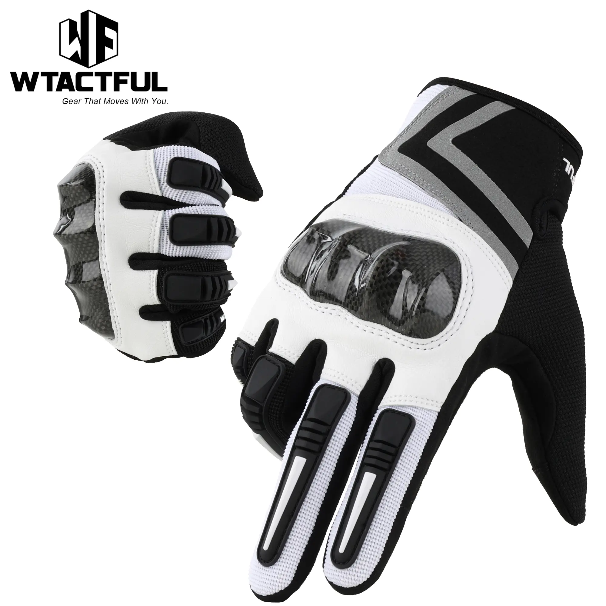 WTACTFUL Lightweight Motorcycle Gloves for Men Summer - Motorcycle Accessories, Breathable Full-Finger, Carbon Fiber Knuckle Protection, Touchscreen Summer Motocross & Cycling Gloves, Motorcycle Gear