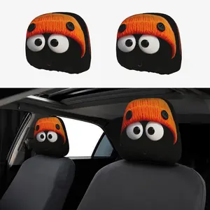 Funny Cartoon Car Headrest Covers, Dual-Sided Printed Polyester Fabric, Universal Seat Pillow Protector for Cars and Trucks, Decorative Auto Accessories, Car Interior Accessory