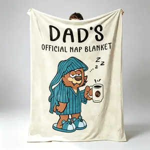Blankets Dads Official Nap Flannel Blanket Kids Blanket Adult Blanket Cartoon Coffee Quote Print Soft Elastic Breathable Warm Throw For Sofa Bed Office Fathers Day Gift