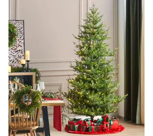 Glitzhome 7.5' LED Green Upward Slim Fir Faux Christmas Tree