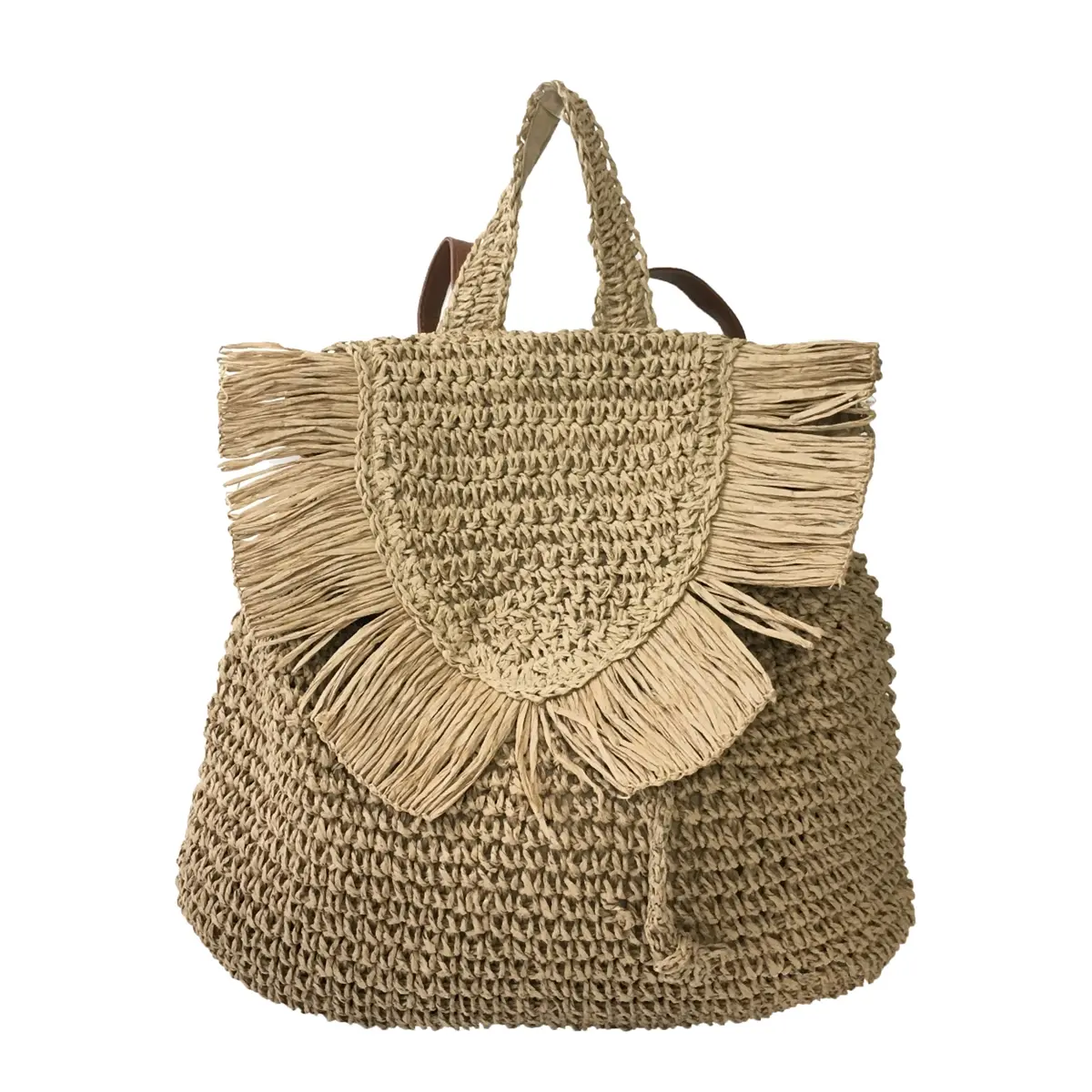 Fashion Culture Daria Woven Straw Backpack - Natural Bratpack Sling Bag with Woven Straw Material