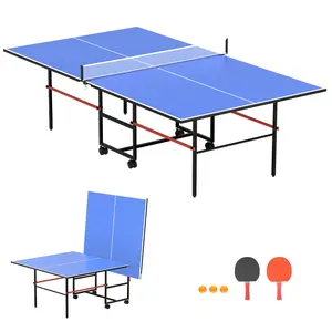 Professional Foldable Ping Pong Table for Indoor & Outdoor - 8FT Mid-Size Table Tennis Table with Net, 2 Table Tennis Paddles and 3 Balls - Quick & Easy Assembly