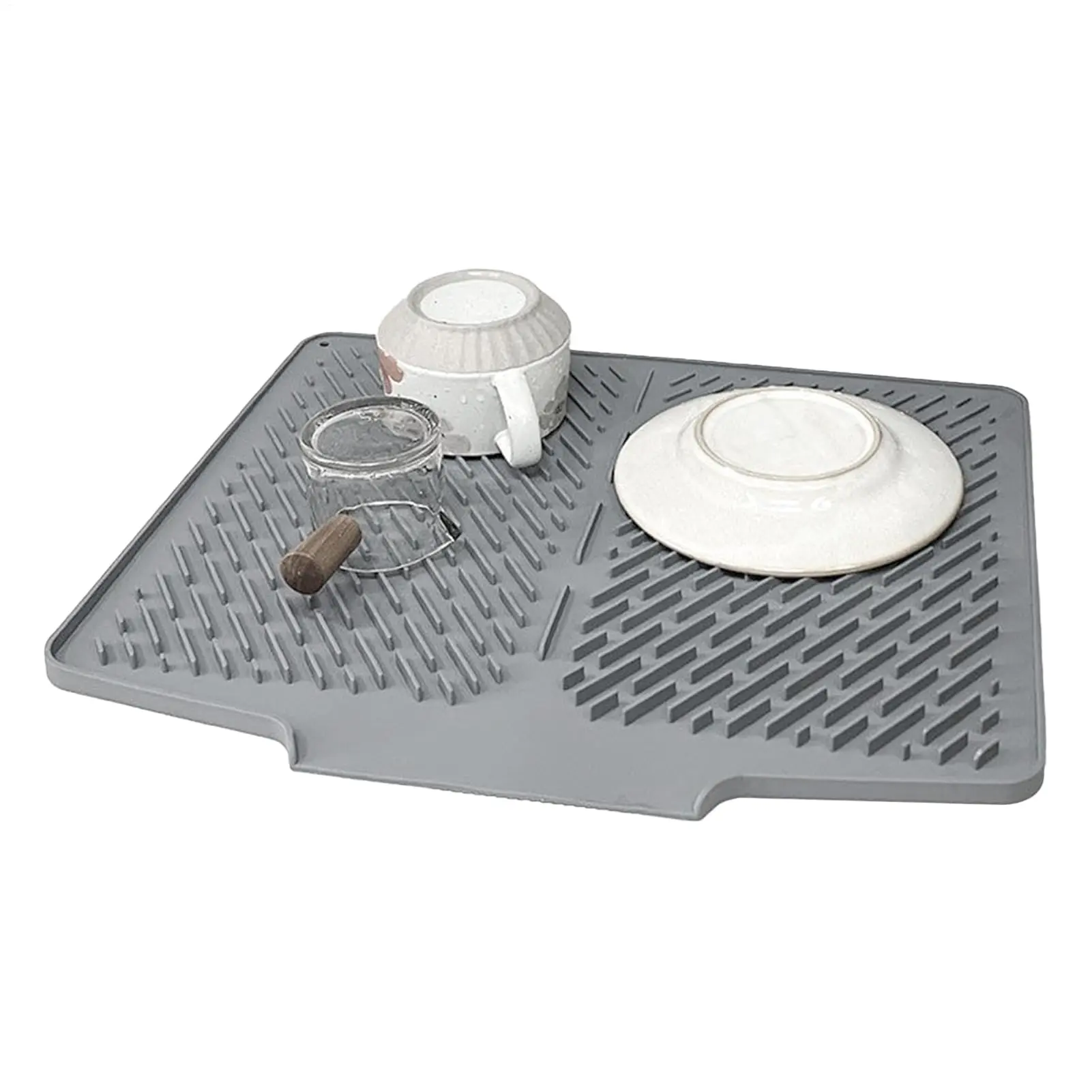 Food-Grade Silicone Dish Mat - Non-Slip, Heat-Resistant, Water-Proof, Foldable, Portable 40cm x 32.5cm Home Counter Protector, Kitchen Sink Drying Pad for Fruit
