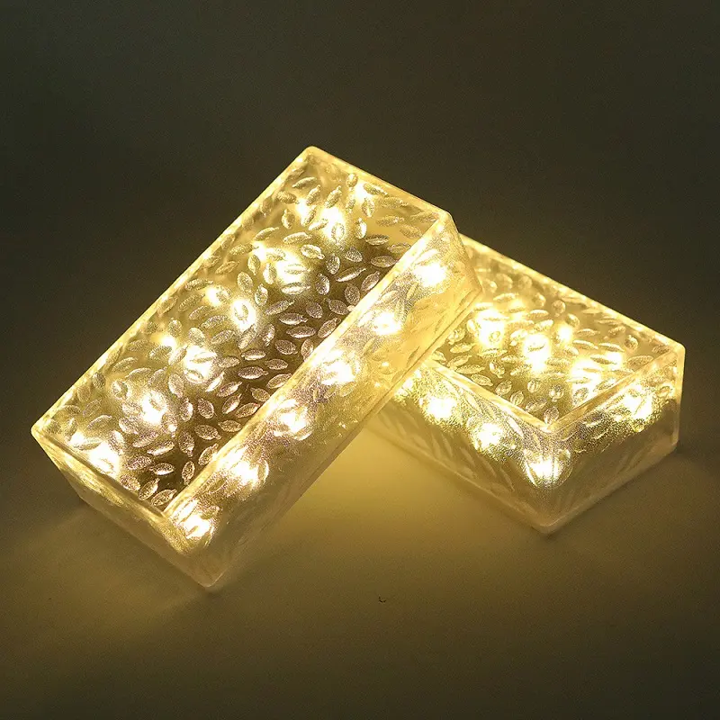 Solar Ice Brick Lights Outdoor Waterproof Night Light Decorative Garden Landscape Lighting Stairway Decoration Yard Block Ornament Party Atmosphere