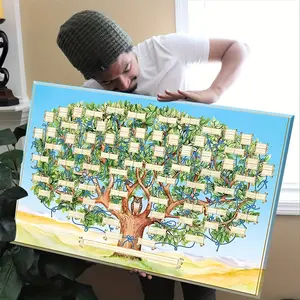1pc Framed Family Tree Canvas Posters And Prints Wall Art Pictures With Frame For Living Room & Bedroom, Home Decoration, Festival Gift For Her/Him, Ready To Hang