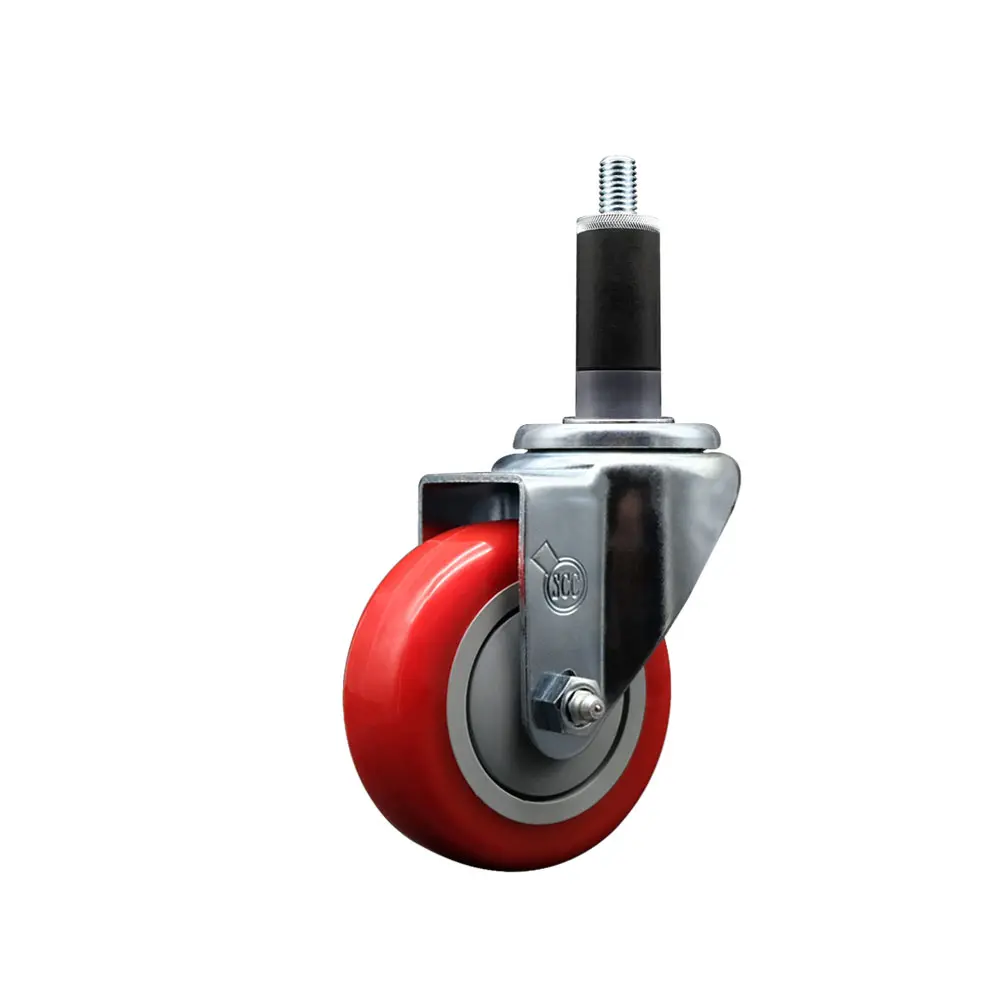 Service Caster SCC-EX20S3514-PPUB-RED-118 Polyurethane Resin Swivel Caster, 300 lbs Capacity Expanding Stem, 3.5 in. Red Wheel, 1.13 in. Stem for Shop Projects, Work Tables, Casters