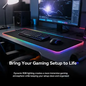 XXL RGB Mouse Pad with LED Lights, 31.5x11.8 Extended Gaming Desk Mat, Smooth Glide Surface, Non-Slip Base for Keyboard, Mouse & Desk Setup