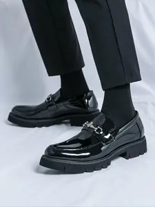 Men's Business Solid Color Dress Loafers, Fashionable Pointed Toe Slip-on Loafers for Work Office, Male All-match Commuter Shoes for Daily Wear