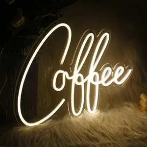 Neon Light Fixture for Wall Decoration, Modern LED Sign for Coffee Shop Store, Small Acrylic Coffee Station Art Decor (40.4cm X 30.0cm)