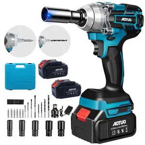 AOTU 21V Cordless Impact Wrench with Charger Lithium Ion Portable Fast Charger Power Tools for Home Car Use Drill Bits Ergonomic Handle with 4.0Ah Li-ion Battery