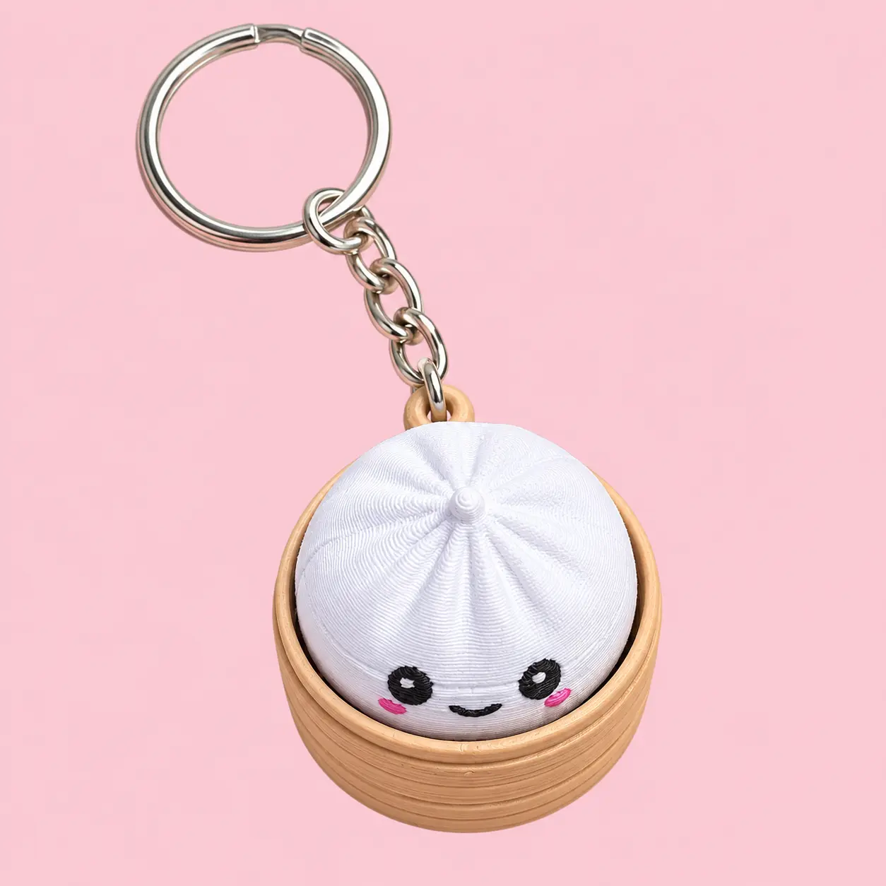 Clicker Keychain - Fashion Costume Jewelry Accessory with Baozi Charm, Plastic Body, Round Form for Casual Wear, Everyday Carry