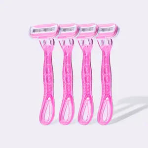Modess Sensitive 3 Trio Women's Disposable Razors - 4 Pack | 3-Blade Pivoting Head for Sensitive Skin