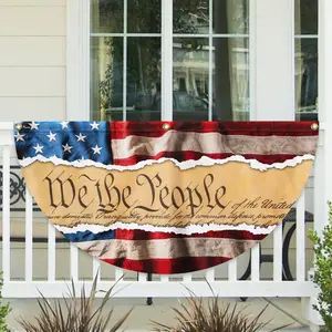 We The People USA Semicircular Flag, America 250th Anniversary Non-Pleated Fan Flag