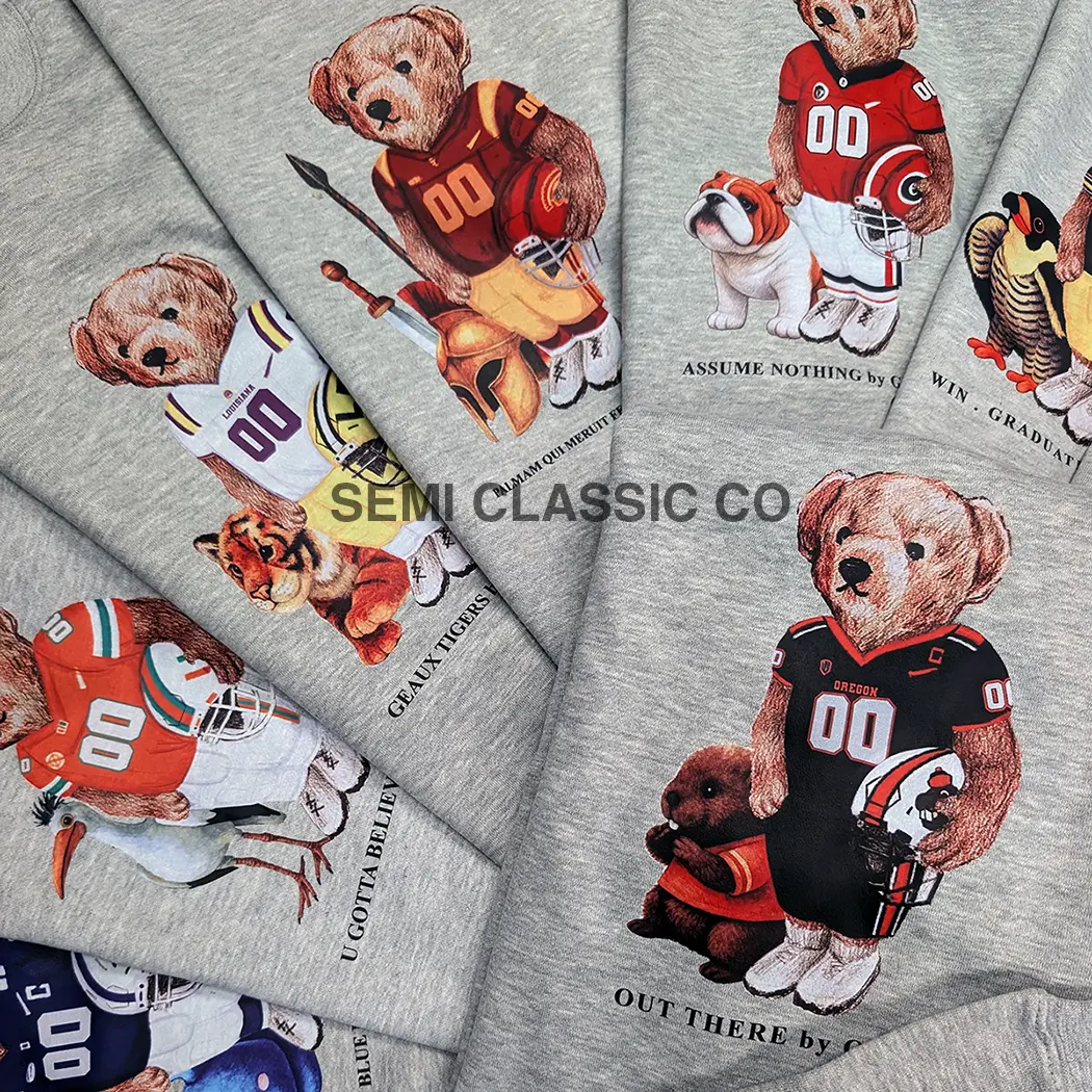 College Football Graphic Sweatshirt Pullover Vintage Varsity Sport Crewneck