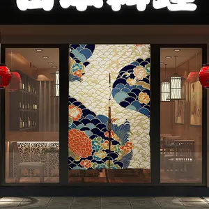 Japanese Wave Noren Door Curtain - Japanese Traditional Pattern Room Divider for Home Decor - Japanese Noren, Japanese Doorway Curtain