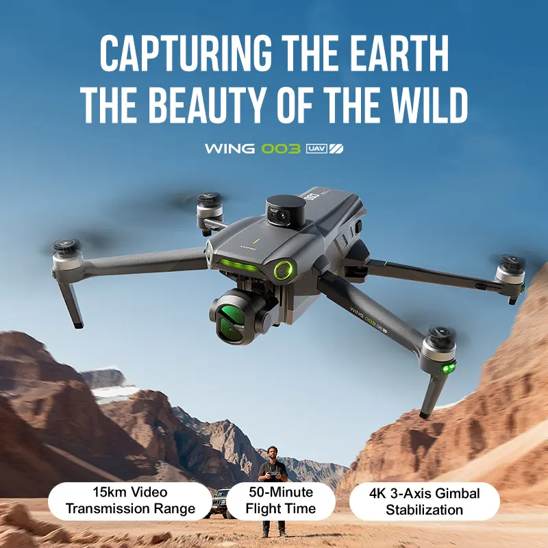 WING 003 Toy Drone 4K UHD Camera AI Obstacle Avoidance 50 Min Flight Brushless Motor Fun Play Drone for Beginners 15km Video Range