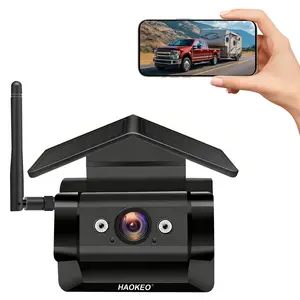 HaoKeo HA7 Magnetic Wireless Solar Backup Camera Rechargeable Battery IP69 Waterproof 1080P Night Vision Rear/Front View WiFi Camera No Wiring for Boat Travel Trailer/RV/Truck/Camper for iPhone iPad Android Safety Summervibes