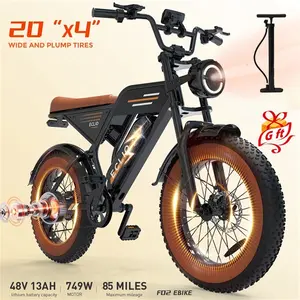 Eclio F02 Electric Bike for Adults, 749W Ebike 20mph with 48V 13Ah Removable Battery, 20×4'' FAT Tires & LCD Display, Front Headlight & Disc Brakes,7-Speed Dual Suspension Conquer Trails,Supports 330lbs,Ideal for Commuting & Urban Leisure Riding