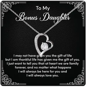 To My Bonus Daughter Necklace, Gifts For Bonus Daughter, Step Daughter Necklace From Stepmom, Step Daughter Gifts From Stepdad, Jewelry Box Gift Pendant For Bonus Daughter