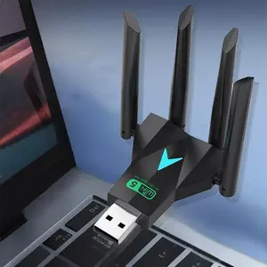 Original 4 Antennas USB WiFi Adapter - 1300Mbps Dual Band Dongle Wireless Network Card for Enhanced Wireless Performance