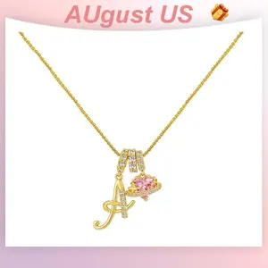 26 English letters, 5A+ cubic zirconia, women's heart-shaped pendant necklace with initial letter, meaningful Christmas and anniversary gift, exquisite packaging.