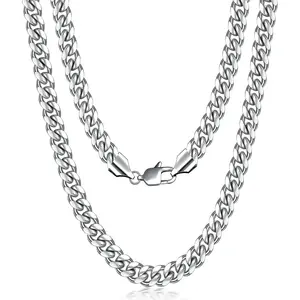 Tone Cuban Link Chain for Men, Mens Chain Necklaces, Stainless Steel Chain Necklaces for Men Women, Width 4/5/6/8mm