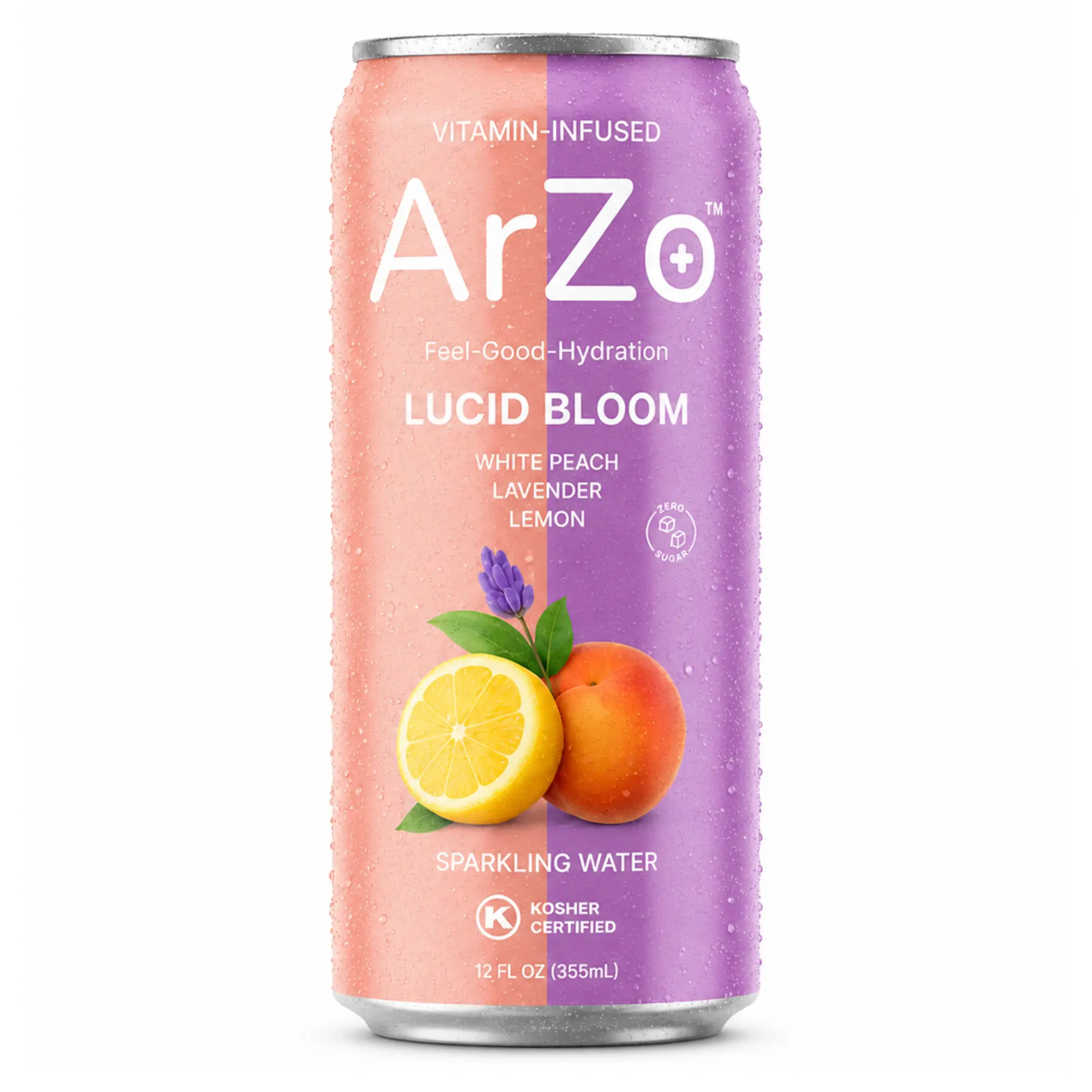 8 Pack Lucid Bloom Vitamin Infused Sparkling Water by ArZo Water – Organic, Vegan, Zero Sugar & Calories, Immunity & Stress Support, Refreshing Flavors, 12 Oz