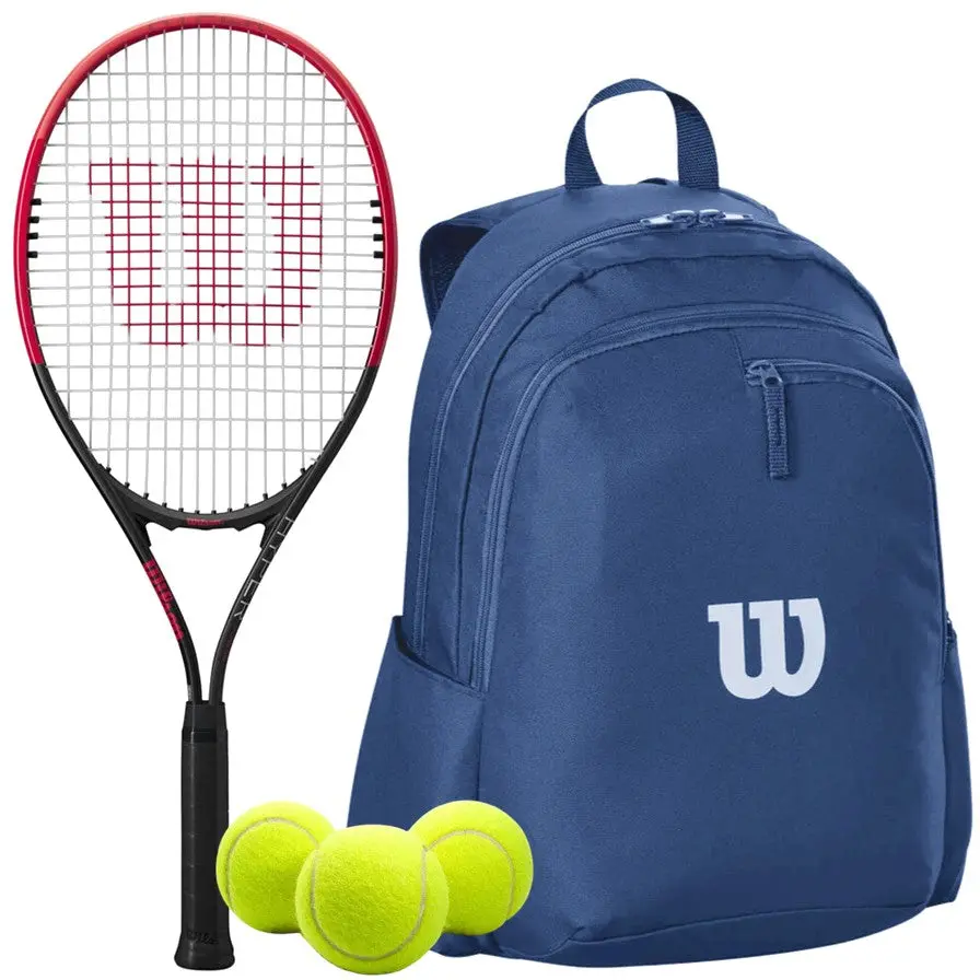 Wilson Hyper Power Tennis Bundle - 1 Racquet, 1 Backpack & 3 Balls